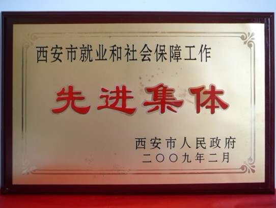 2009年2月，被西安市政府評為西安市就業(yè)和社會保障工作先進集體